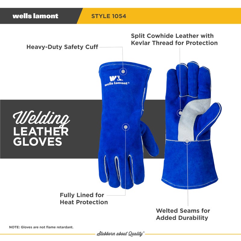 Wells Lamont Blue Lined Leather Welding Gloves, X-Large (1054XL) - Image 2